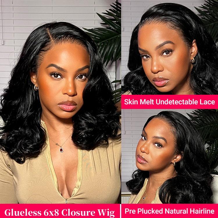 🔥Final 3 Hours: 70%OFF🔥 Density Side Part Glueless LayerCut Wig 6x8 Lace Closure Wig Body Wave Pre Cut Pre Bleached Ready Go Wigs🎁🎁
