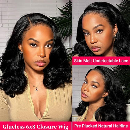 🔥Final 3 Hours: 70%OFF🔥 Density Side Part Glueless LayerCut Wig 6x8 Lace Closure Wig Body Wave Pre Cut Pre Bleached Ready Go Wigs🎁🎁