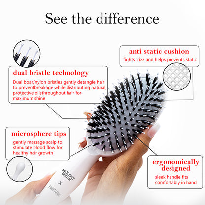 Viral World-Famous 6x Sold Out Paddle Brush - Smoother, Stronger, Shinier Hair - Boar Bristle Brush with Nylon Bristles and Microsphere Massaging Tips - Stimulates Scalp, Boosts Volume, Enhances Shine & Detangles Hair