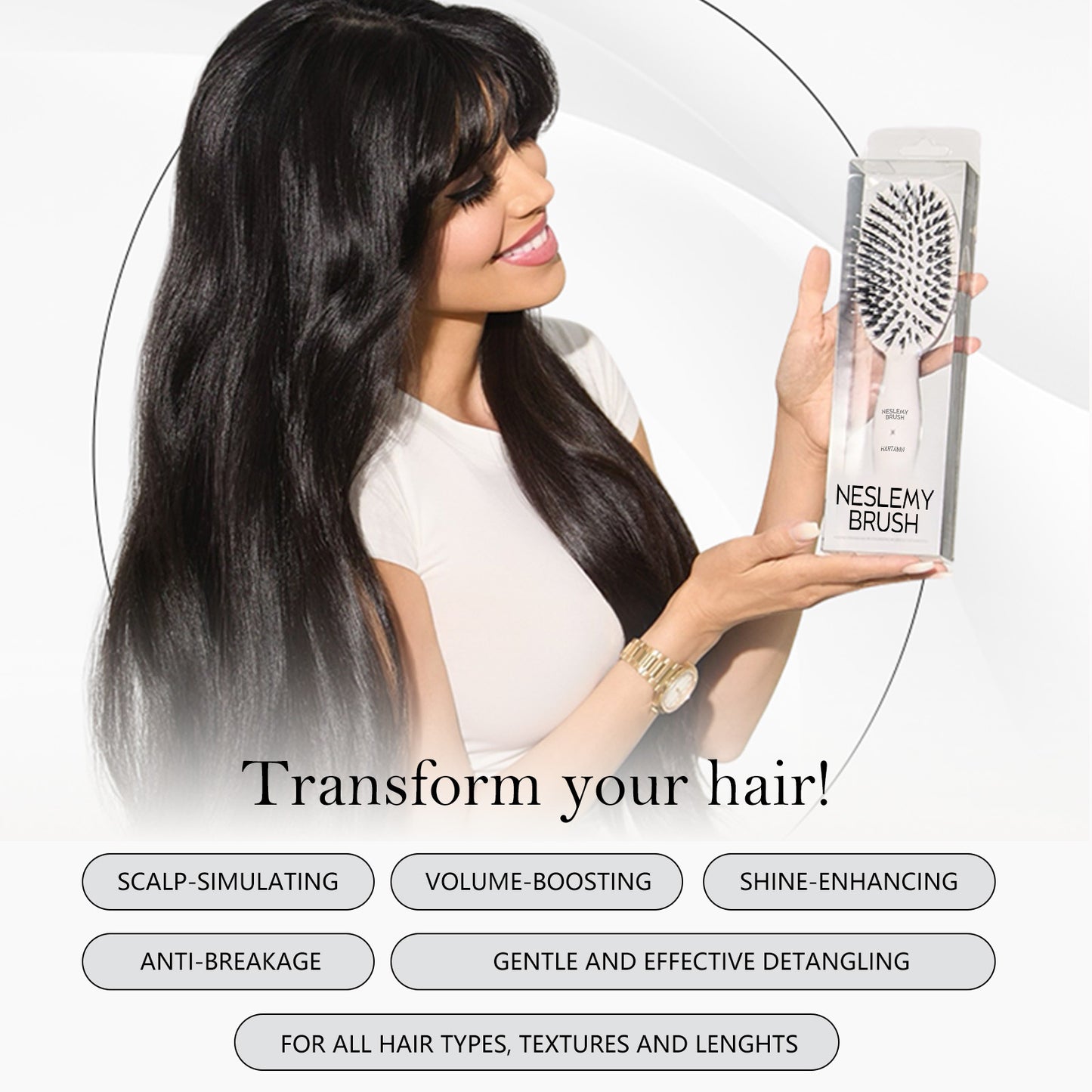 Viral World-Famous 6x Sold Out Paddle Brush - Smoother, Stronger, Shinier Hair - Boar Bristle Brush with Nylon Bristles and Microsphere Massaging Tips - Stimulates Scalp, Boosts Volume, Enhances Shine & Detangles Hair