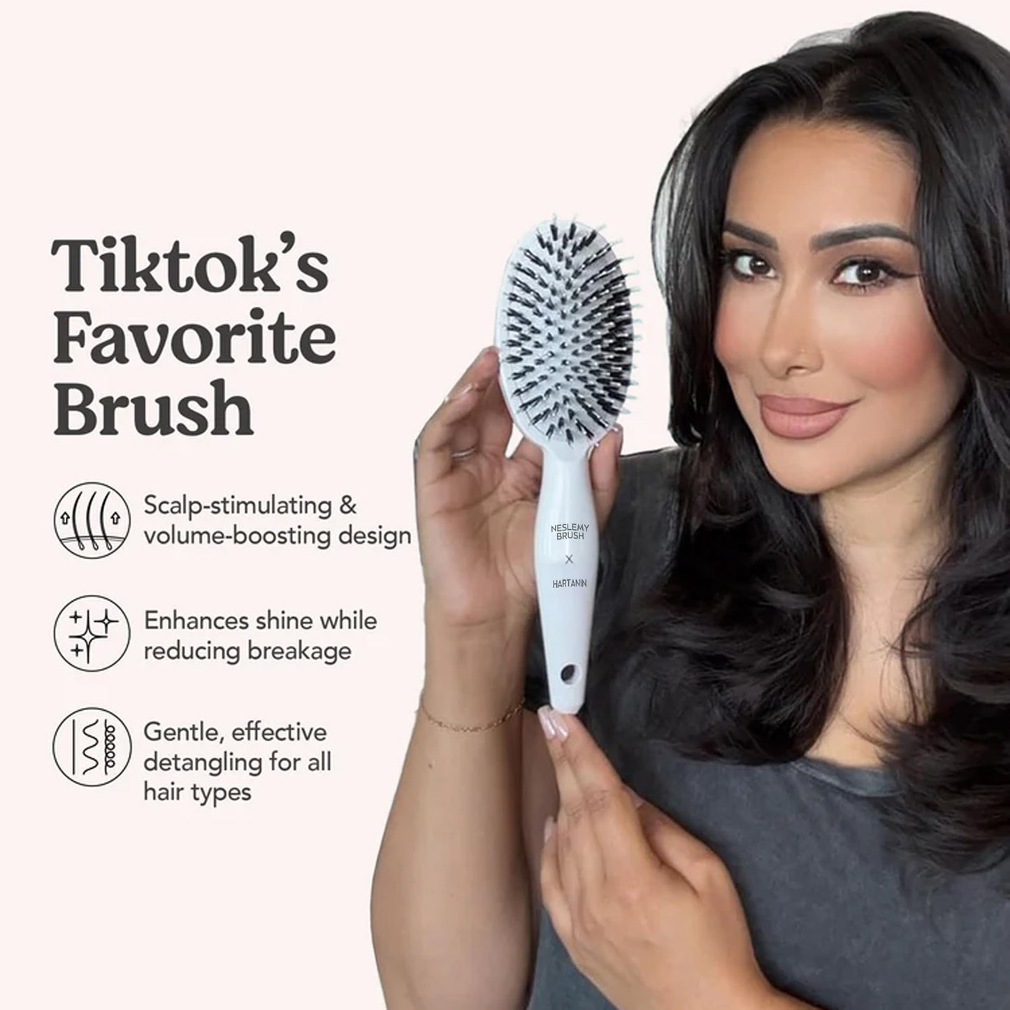 Viral World-Famous 6x Sold Out Paddle Brush - Smoother, Stronger, Shinier Hair - Boar Bristle Brush with Nylon Bristles and Microsphere Massaging Tips - Stimulates Scalp, Boosts Volume, Enhances Shine & Detangles Hair